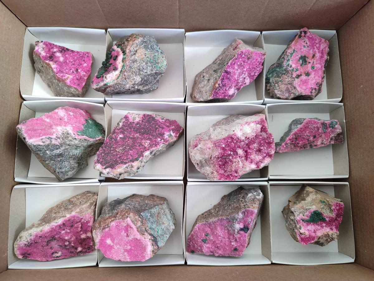 Natural Salrose Cobaltoan Dolomite Specimens x 12 From Kakanda, Congo - Toprock Gemstones and Minerals 