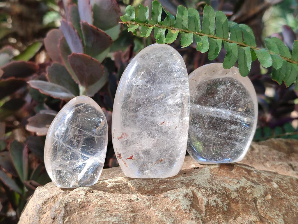 Polished Smokey Quartz and Clear Quartz Standing Display Pieces x 16 From Madagascar - Toprock Gemstones and Minerals 