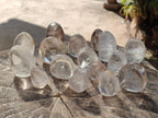 Polished Smokey Quartz and Clear Quartz Standing Display Pieces x 16 From Madagascar - Toprock Gemstones and Minerals 