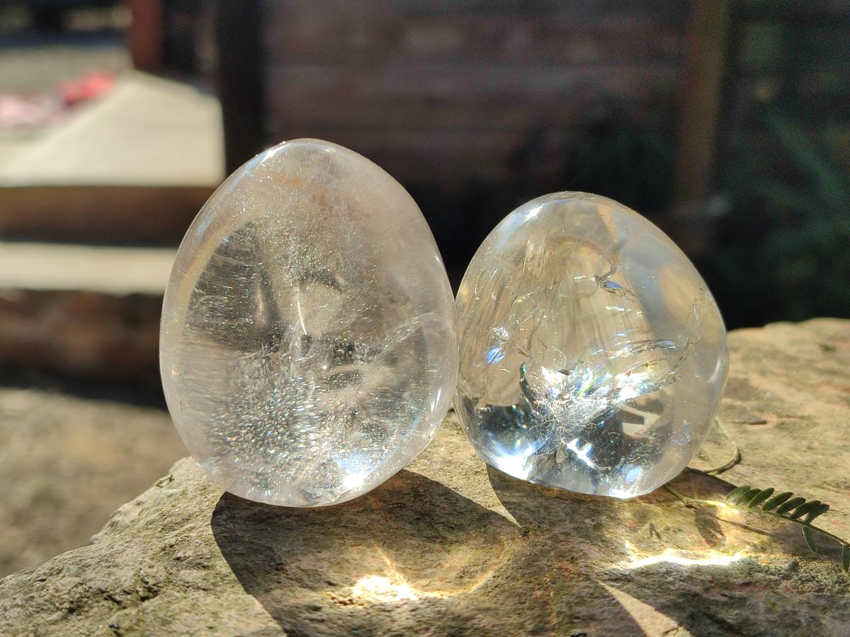 Polished Smokey Quartz and Clear Quartz Standing Display Pieces x 16 From Madagascar - Toprock Gemstones and Minerals 