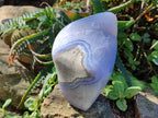 Polished XL Blue Lace Agate Standing Display Piece x 1 From Nsanje, Malawi - Toprock Gemstones and Minerals 
