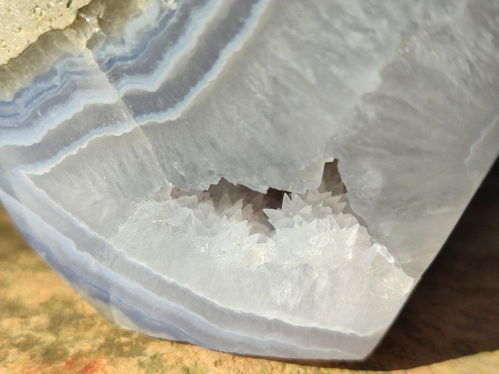 Polished XL Blue Lace Agate Standing Display Piece x 1 From Nsanje, Malawi - Toprock Gemstones and Minerals 