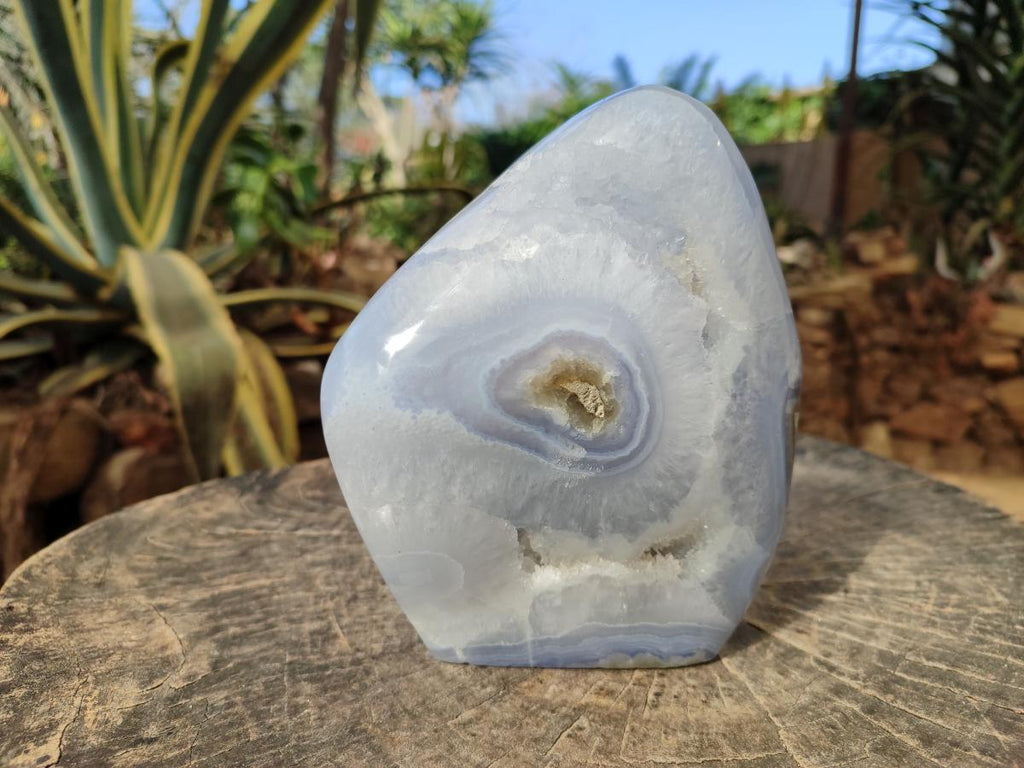 Polished XL Blue Lace Agate Standing Display Piece x 1 From Nsanje, Malawi - Toprock Gemstones and Minerals 