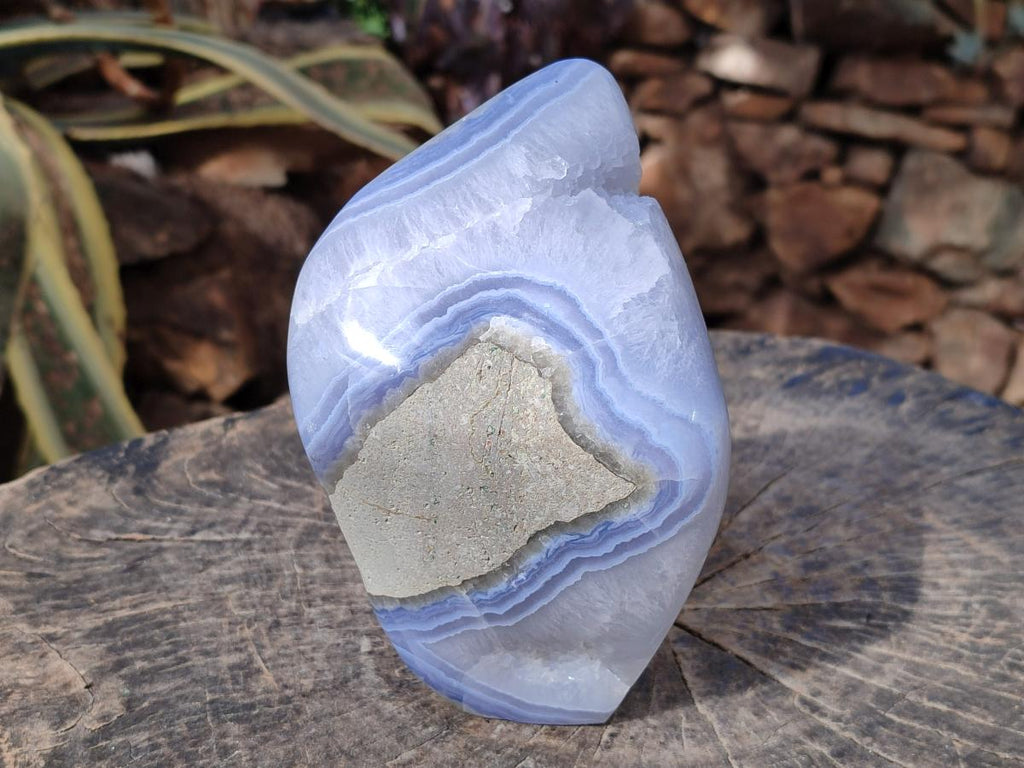 Polished XL Blue Lace Agate Standing Display Piece x 1 From Nsanje, Malawi - Toprock Gemstones and Minerals 