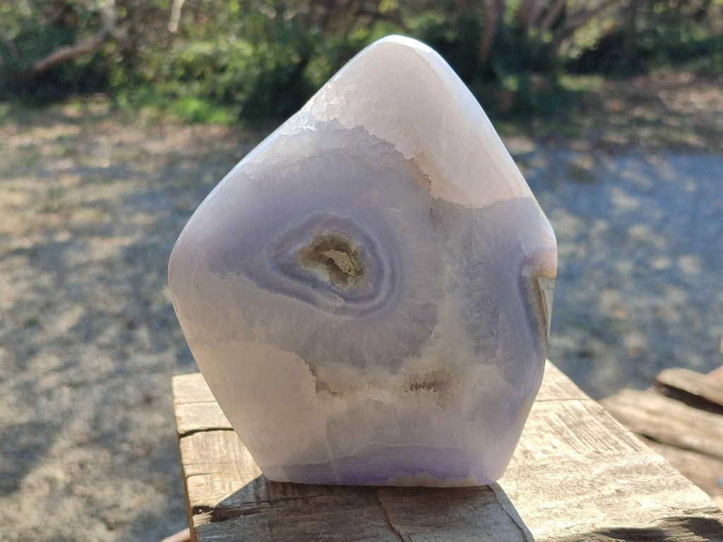 Polished XL Blue Lace Agate Standing Display Piece x 1 From Nsanje, Malawi - Toprock Gemstones and Minerals 