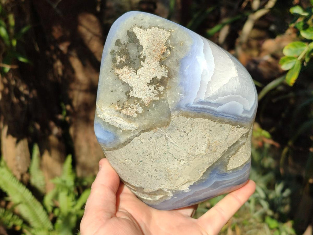 Polished XL Blue Lace Agate Standing Display Piece x 1 From Nsanje, Malawi - Toprock Gemstones and Minerals 