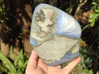 Polished XL Blue Lace Agate Standing Display Piece x 1 From Nsanje, Malawi - Toprock Gemstones and Minerals 