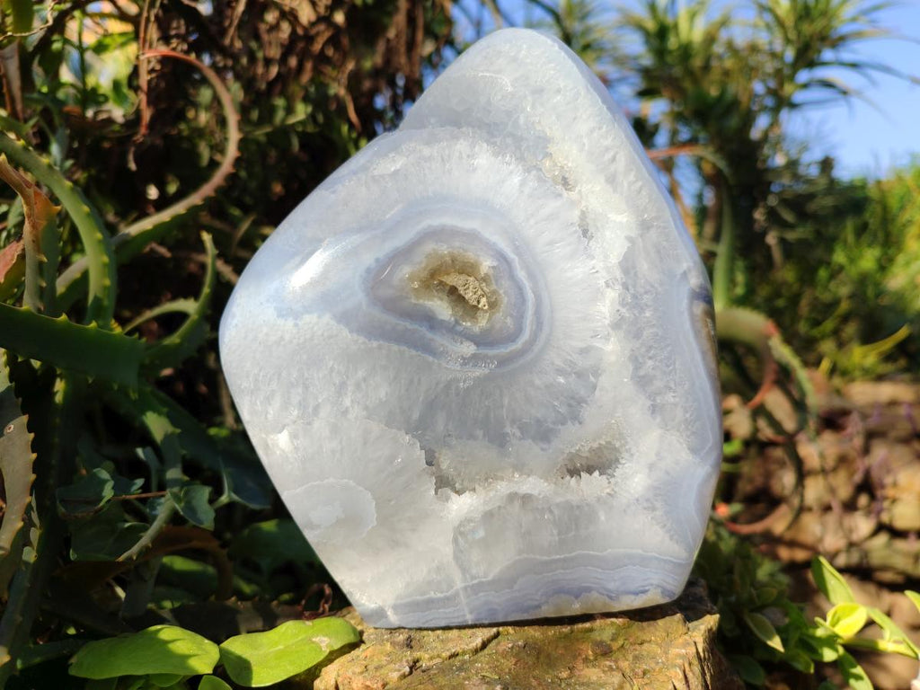 Polished XL Blue Lace Agate Standing Display Piece x 1 From Nsanje, Malawi - Toprock Gemstones and Minerals 