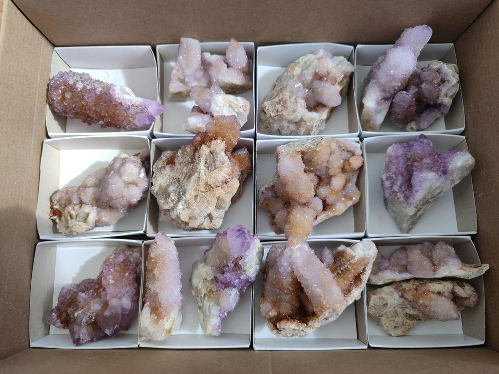 Natural Spirit Amethyst and Spirit Ametrine Clusters x 16 From Boekenhouthoek, South Africa - Toprock Gemstones and Minerals 
