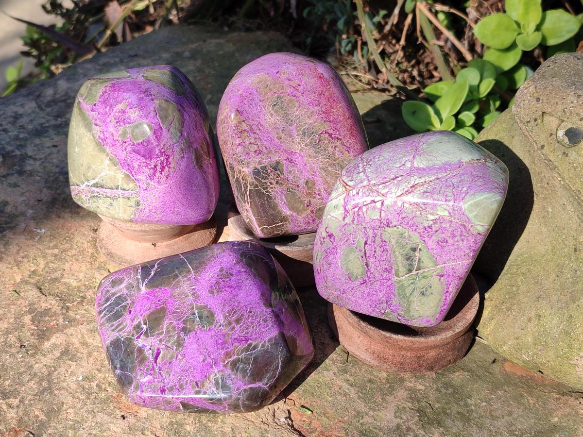 Polished Stichtite Free Forms x 4 From Barberton, South Africa - Toprock Gemstones and Minerals 