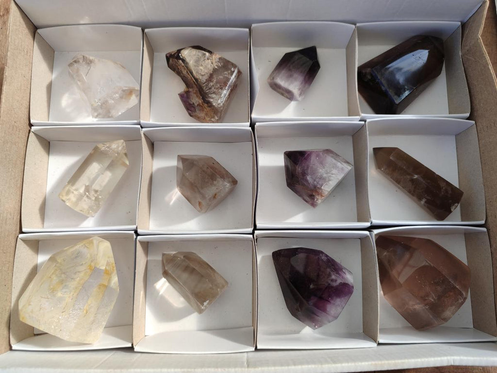 Polished Mixed Multi Mineral Display Crystals x 12 From Madagascar - Toprock Gemstones and Minerals 