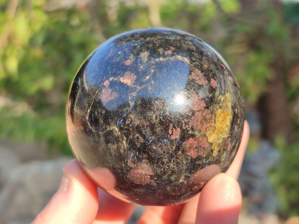 Polished "Water Sapphire" Spheres with Sillimanite x 2 From Ambatofinandrahana, Madagascar - Toprock Gemstones and Minerals 