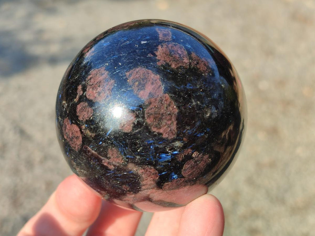 Polished "Water Sapphire" Spheres with Sillimanite x 2 From Ambatofinandrahana, Madagascar - Toprock Gemstones and Minerals 
