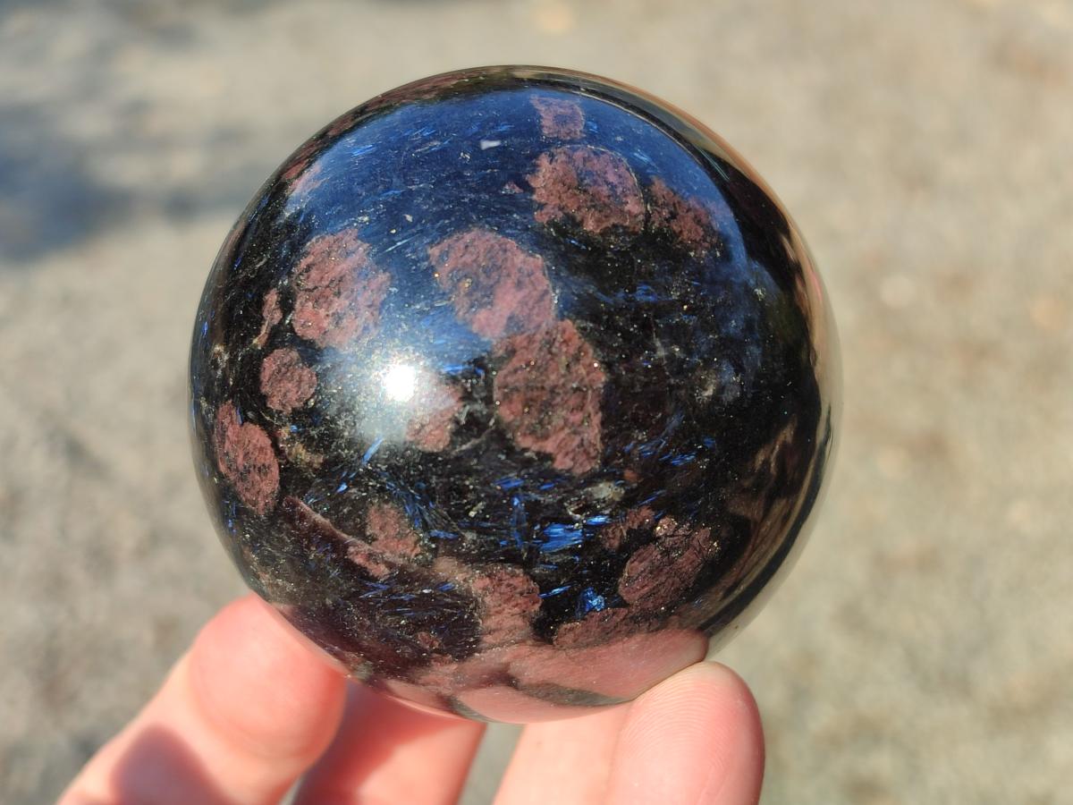 Polished "Water Sapphire" Spheres with Sillimanite x 2 From Ambatofinandrahana, Madagascar - Toprock Gemstones and Minerals 