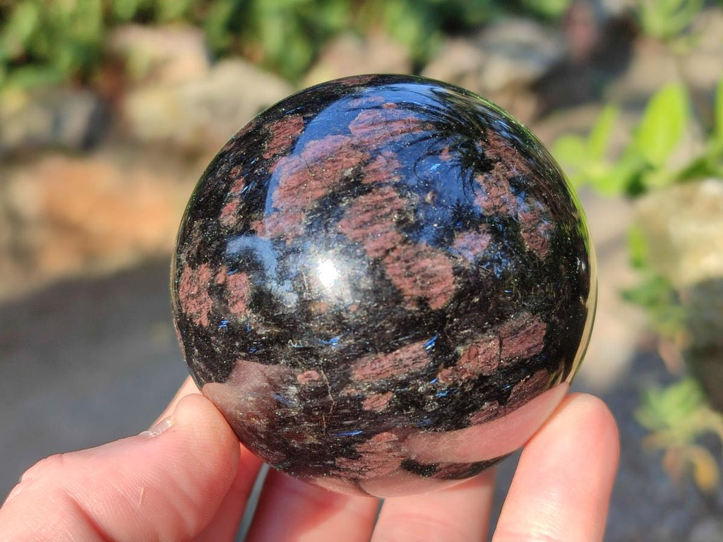 Polished "Water Sapphire" Spheres with Sillimanite x 2 From Ambatofinandrahana, Madagascar - Toprock Gemstones and Minerals 