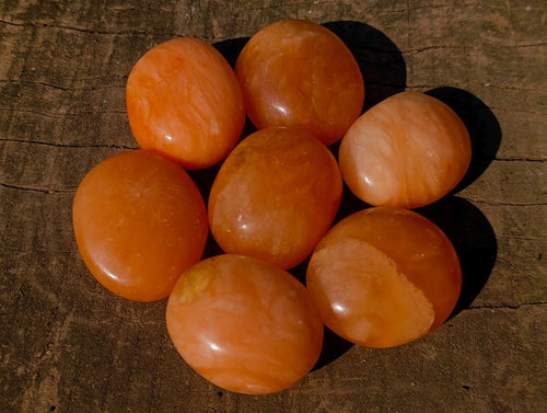 Polished Orange Twist Calcite Galets x 35 From Maevantanana, Madagascar - Toprock Gemstones and Minerals 