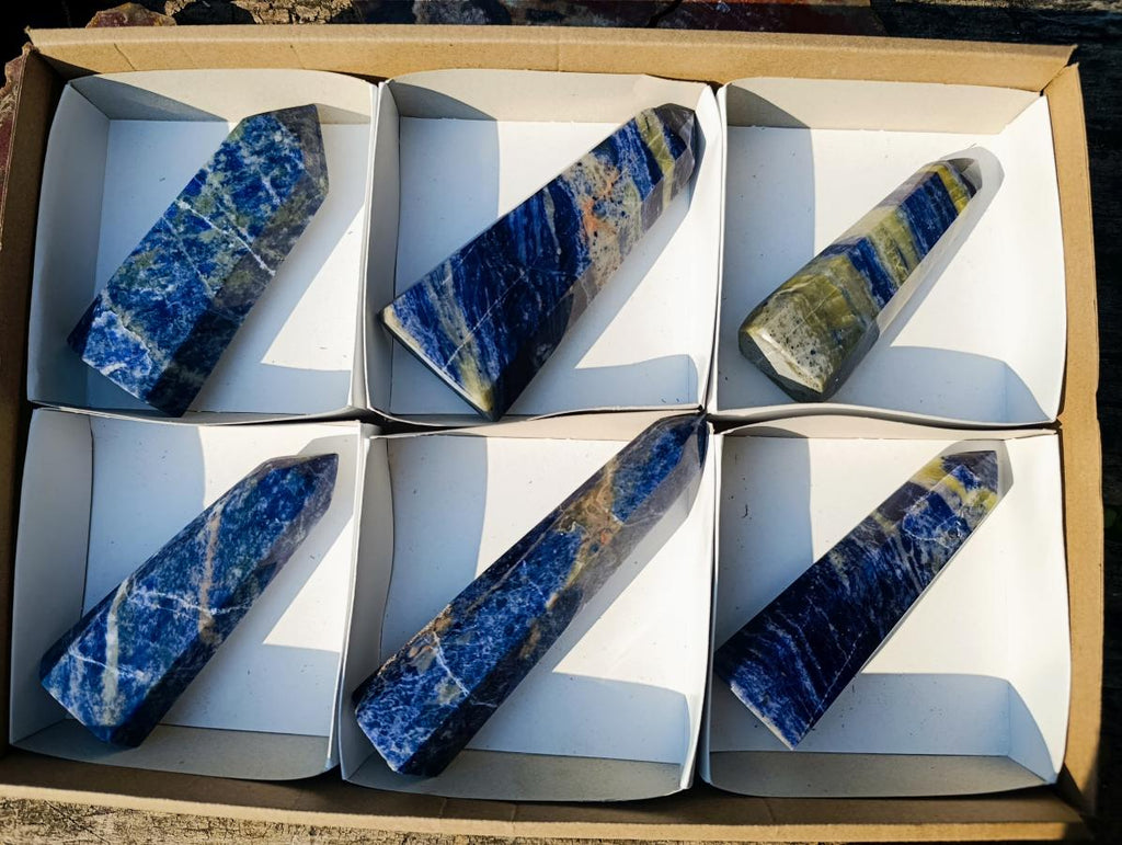 Polished Sodalite Display Crystals x 6 From Kunene River, Namibia - Toprock Gemstones and Minerals 