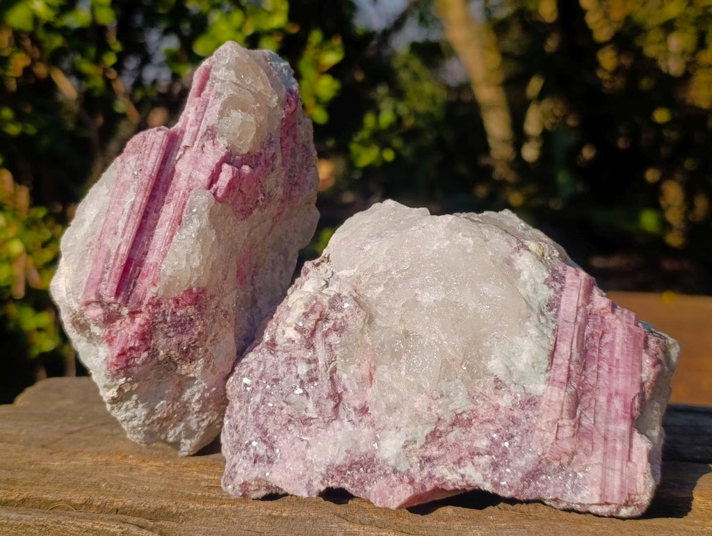 Natural Pink Rubellite Tourmaline Specimens x 2 From Karibib, Namibia - Toprock Gemstones and Minerals 