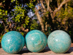 Polished Amazonite Spheres x 3 From Madagascar - Toprock Gemstones and Minerals 