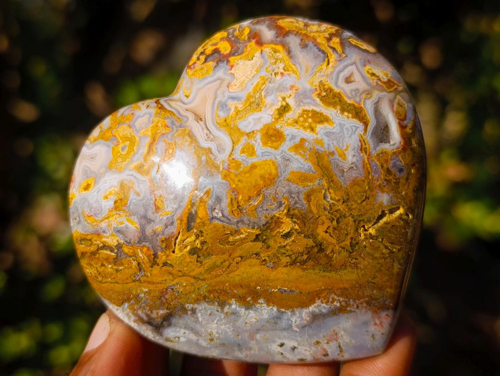 Polished Ocean Jasper Hearts x 6 From Northwest Coast, Madagascar - Toprock Gemstones and Minerals 