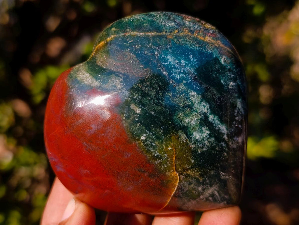 Polished Ocean Jasper Hearts x 6 From Northwest Coast, Madagascar - Toprock Gemstones and Minerals 