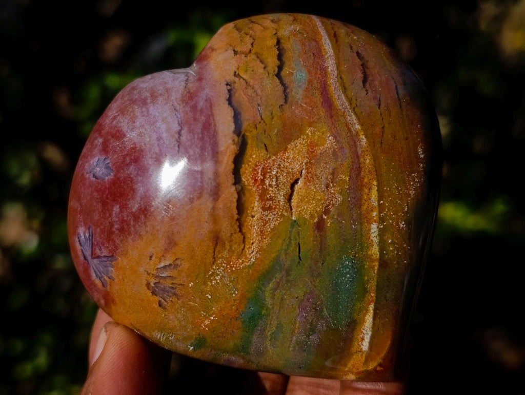Polished Ocean Jasper Hearts x 6 From Northwest Coast, Madagascar - Toprock Gemstones and Minerals 