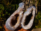 Polished Banded Agate Nodules with Crystalline Geode Centres x 3 From Maintirano, Madagascar - Toprock Gemstones and Minerals 