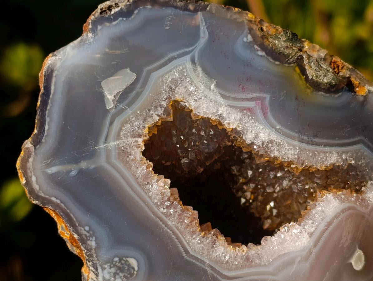 Polished Banded Agate Nodules with Crystalline Geode Centres x 3 From Maintirano, Madagascar - Toprock Gemstones and Minerals 