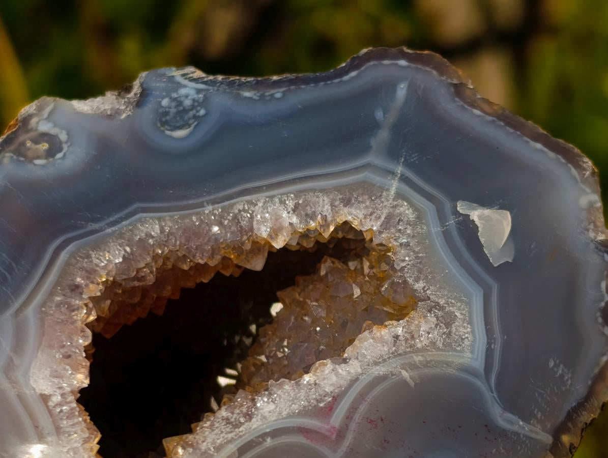 Polished Banded Agate Nodules with Crystalline Geode Centres x 3 From Maintirano, Madagascar - Toprock Gemstones and Minerals 
