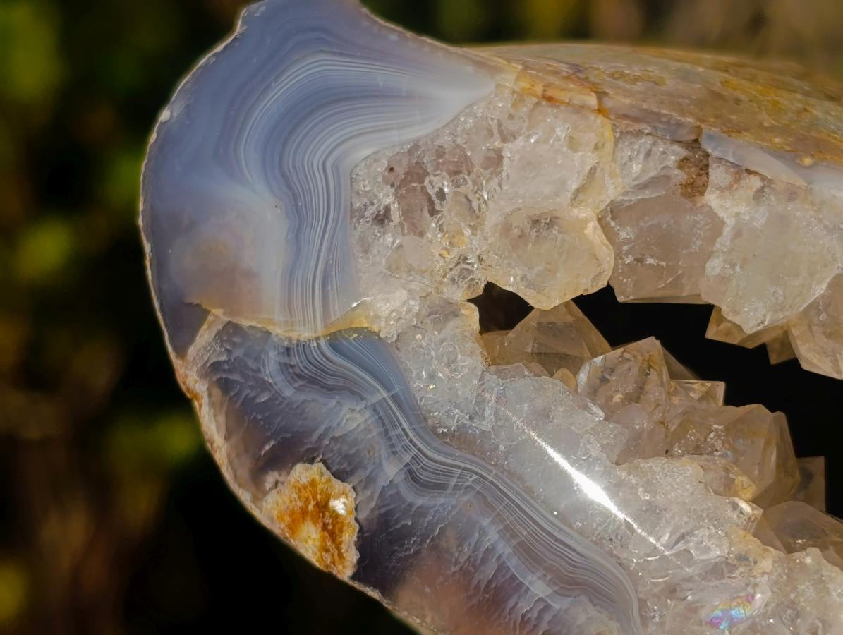 Polished Banded Agate Nodules with Crystalline Geode Centres x 3 From Maintirano, Madagascar - Toprock Gemstones and Minerals 