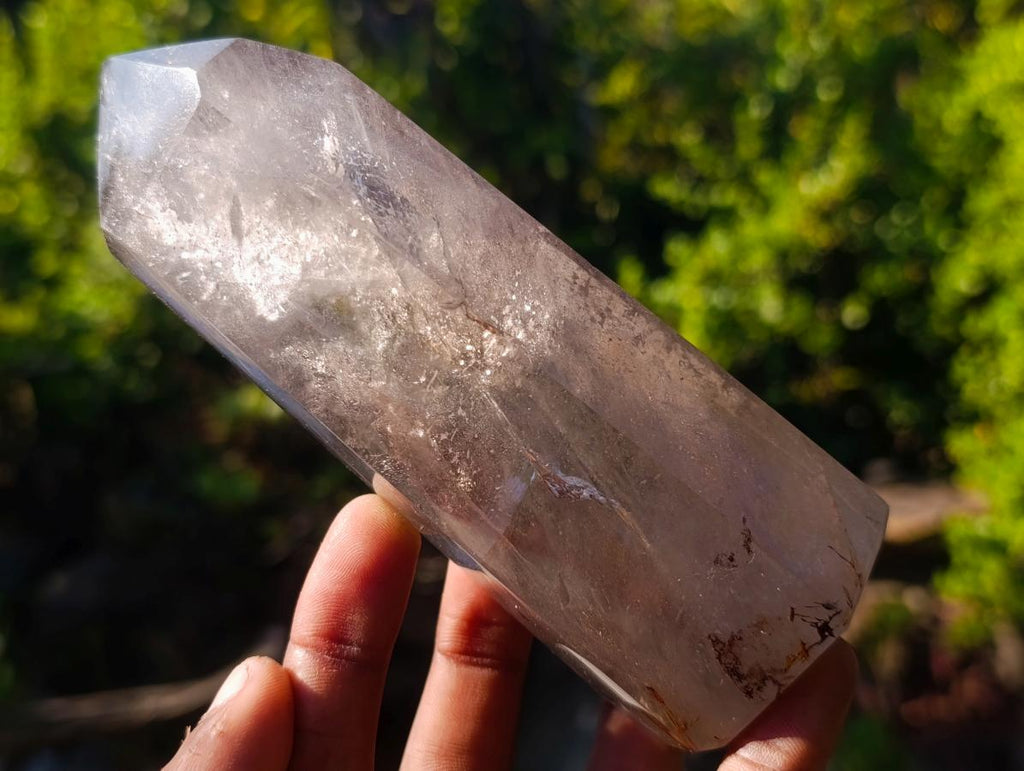 Polished Smokey Quartz Display Crystals with Rainbow Veils x 3 From Madagascar - Toprock Gemstones and Minerals 