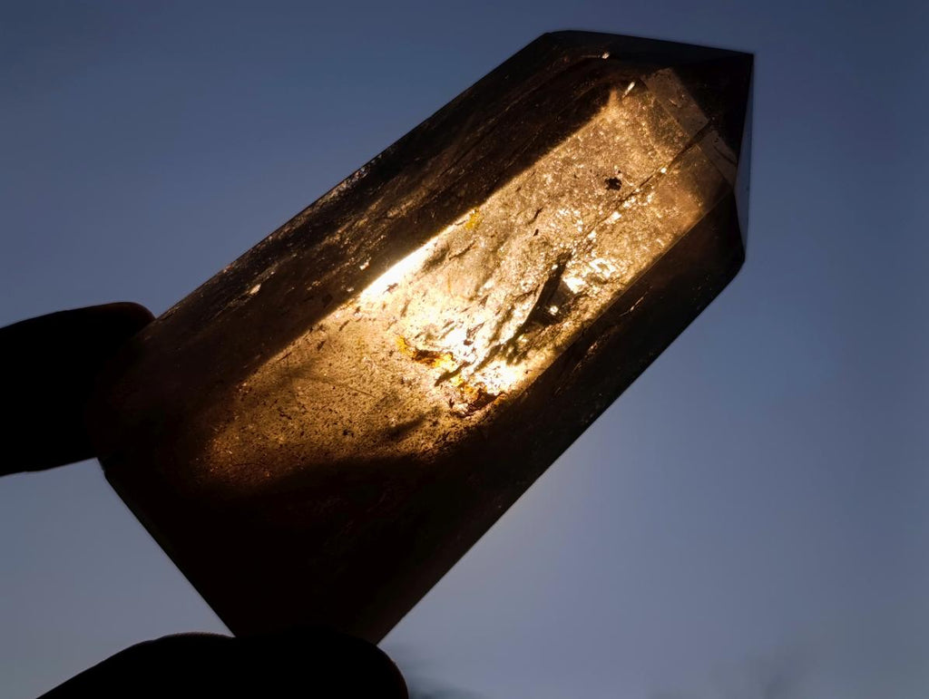 Polished Smokey Quartz Display Crystals with Rainbow Veils x 3 From Madagascar - Toprock Gemstones and Minerals 