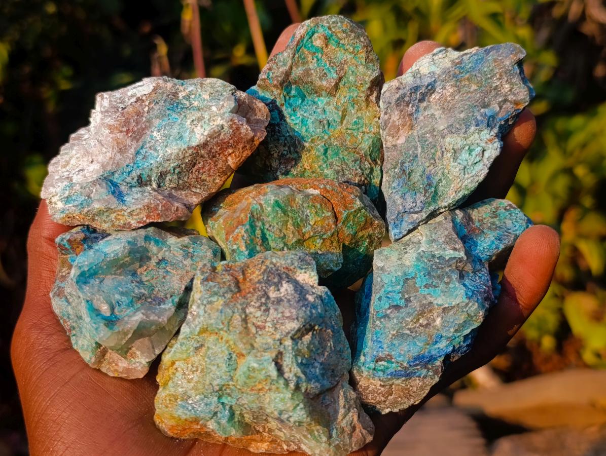 Natural Cobbed Shattuckite Specimens x 24 From Kaokoveld, Namibia - Toprock Gemstones and Minerals 