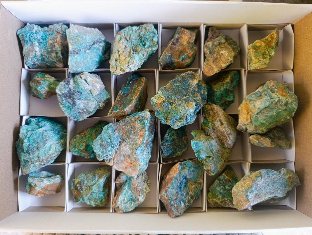 Natural Cobbed Shattuckite Specimens x 24 From Kaokoveld, Namibia - Toprock Gemstones and Minerals 