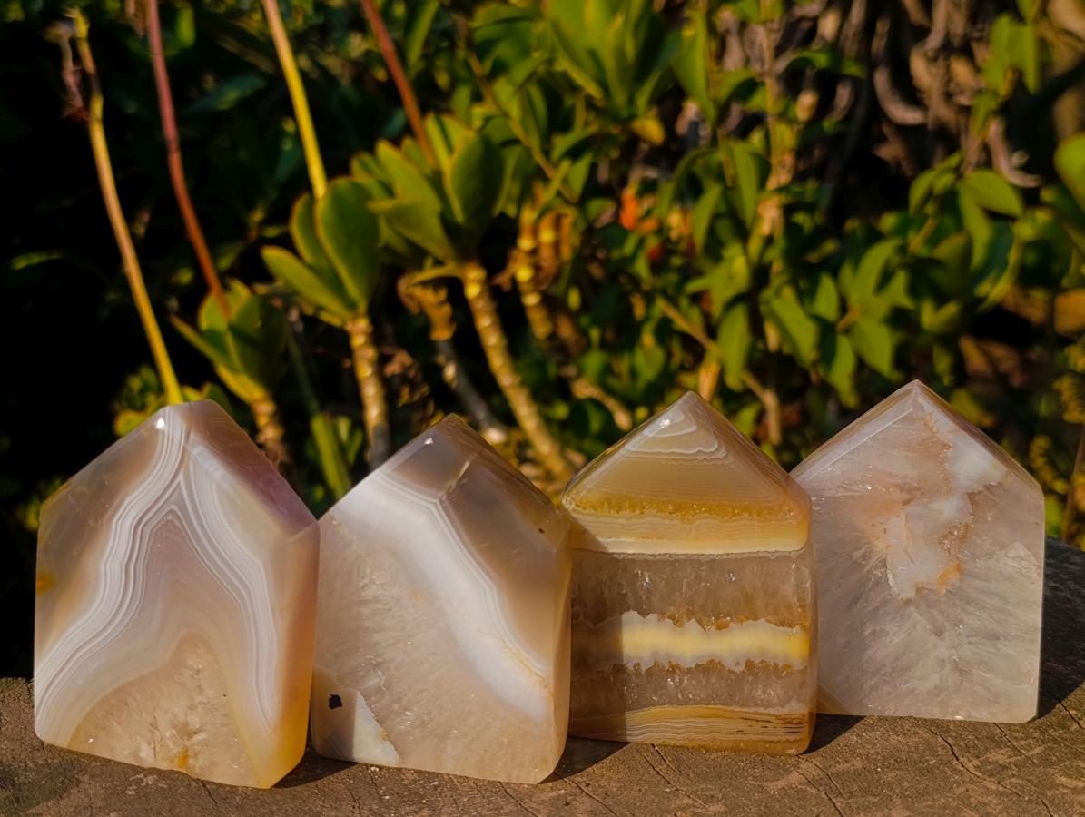 Polished Banded Agate House Shaped Slices x 12 From Madagascar - Toprock Gemstones and Minerals 