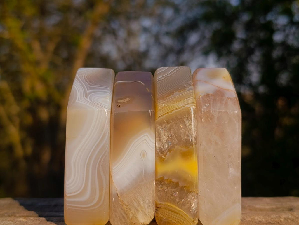 Polished Banded Agate House Shaped Slices x 12 From Madagascar - Toprock Gemstones and Minerals 