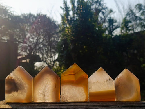 Polished Banded Agate House Shaped Slices x 12 From Madagascar - Toprock Gemstones and Minerals 