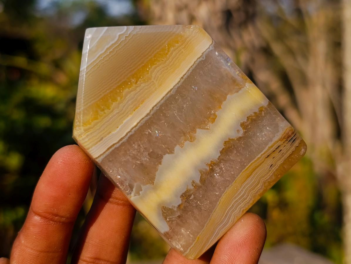 Polished Banded Agate House Shaped Slices x 12 From Madagascar - Toprock Gemstones and Minerals 