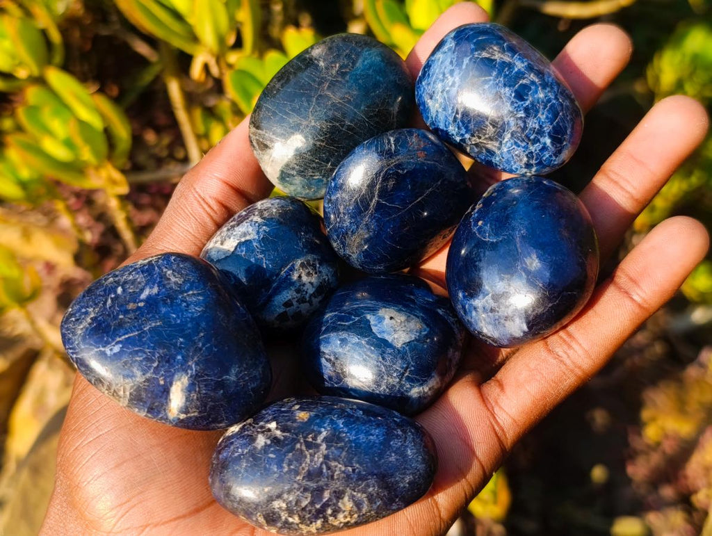 Polished Dumortierite Galets x 24 From Madagascar - Toprock Gemstones and Minerals 