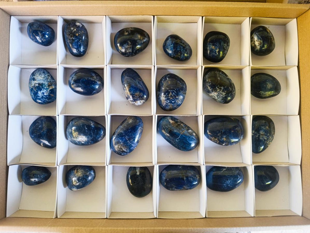 Polished Dumortierite Galets x 24 From Madagascar - Toprock Gemstones and Minerals 