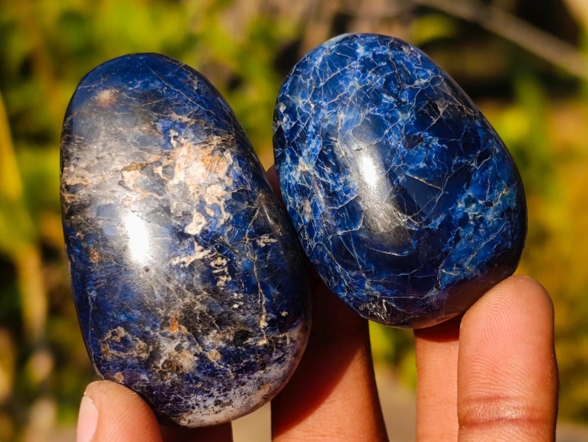Polished Dumortierite Galets x 24 From Madagascar - Toprock Gemstones and Minerals 