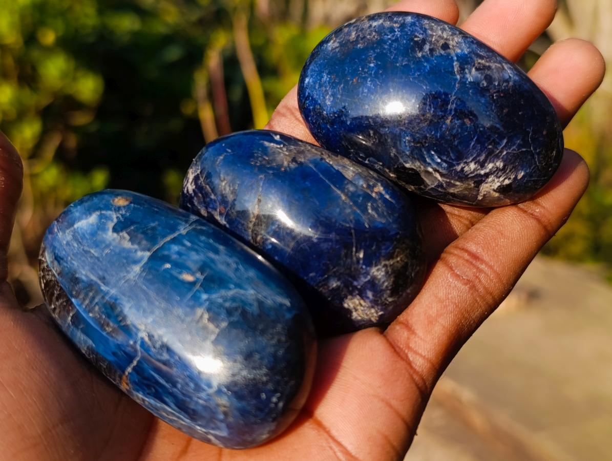 Polished Dumortierite Galets x 24 From Madagascar - Toprock Gemstones and Minerals 