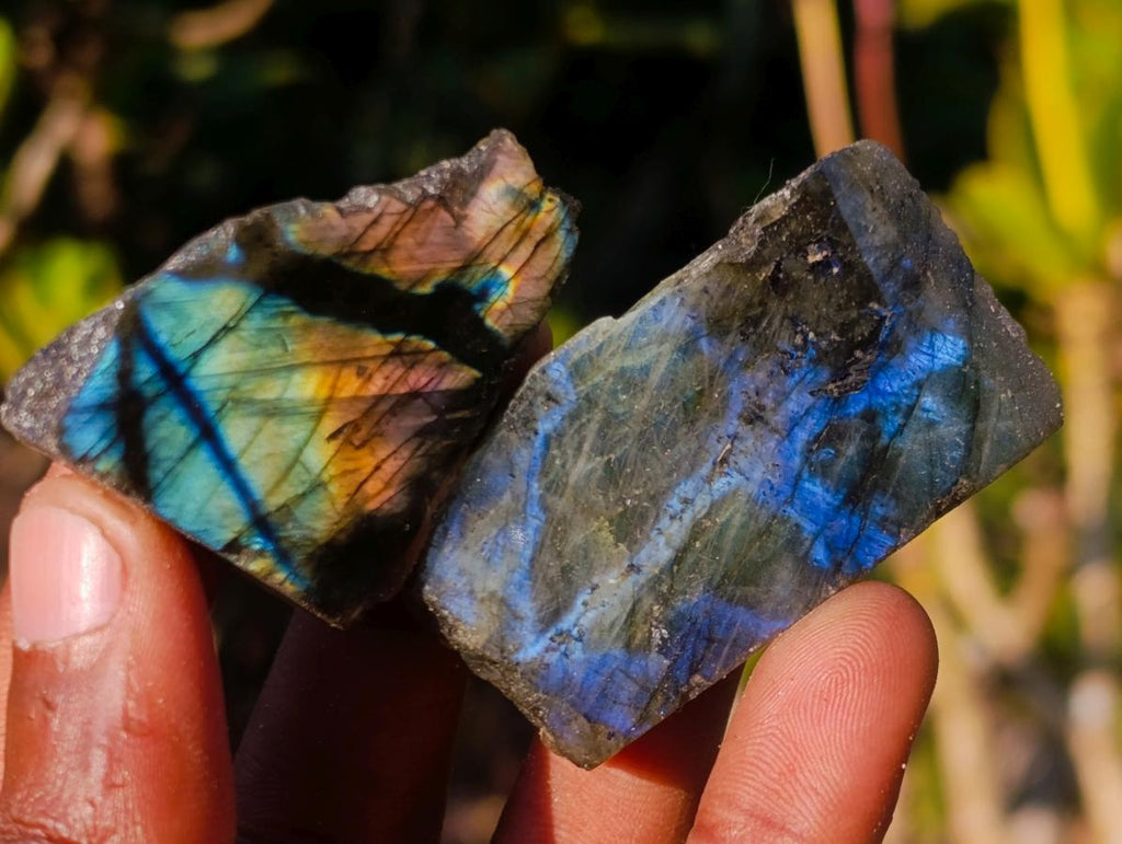 Polished One Side Labradorite Slices x 70 From Madagascar - Toprock Gemstones and Minerals 