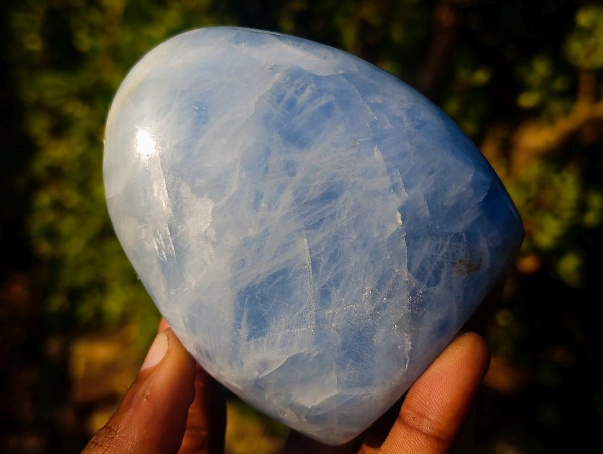 Polished Blue Calcite Standing Display Pieces x 3 From Madagascar - Toprock Gemstones and Minerals 