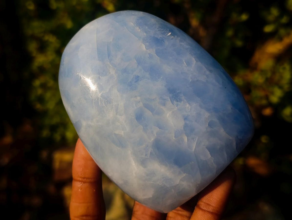 Polished Blue Calcite Standing Display Pieces x 3 From Madagascar - Toprock Gemstones and Minerals 