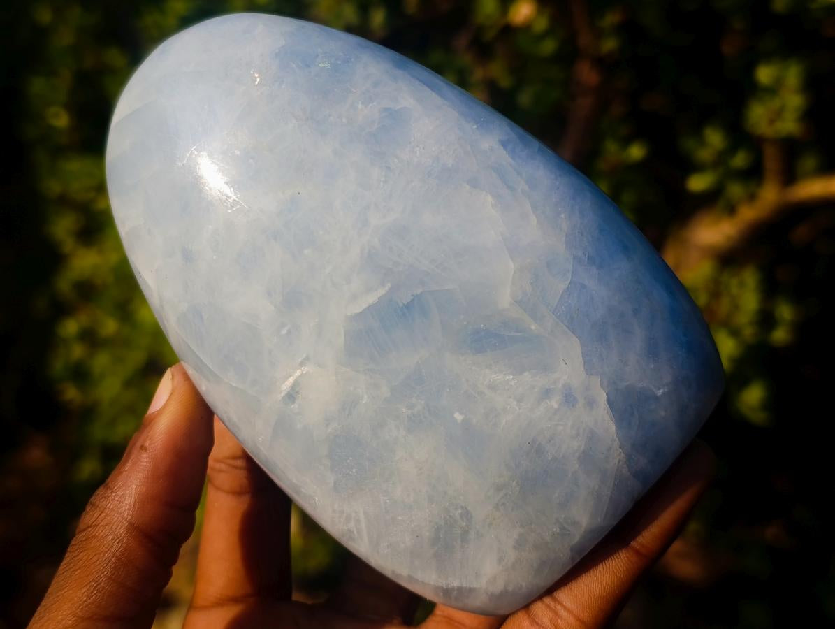 Polished Blue Calcite Standing Display Pieces x 3 From Madagascar - Toprock Gemstones and Minerals 