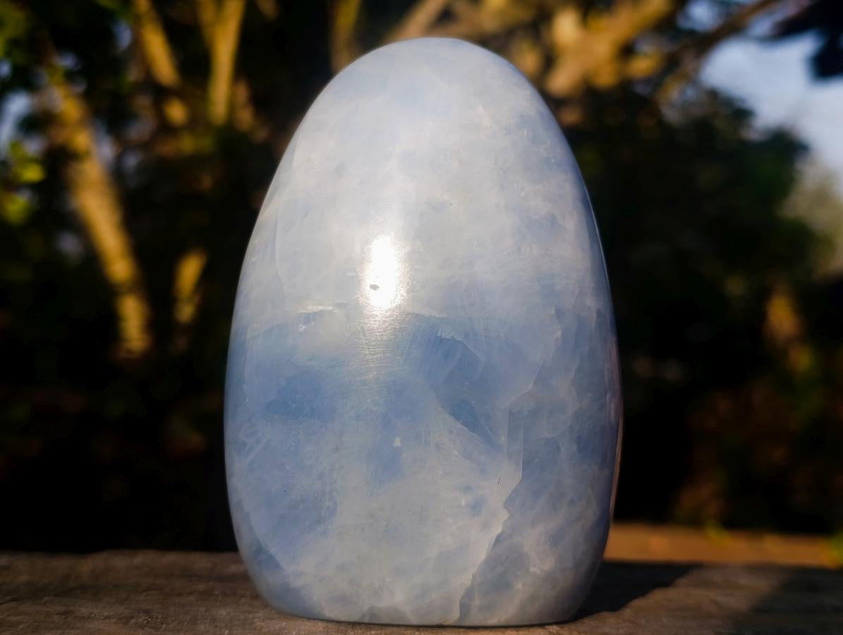 Polished Blue Calcite Standing Display Pieces x 3 From Madagascar - Toprock Gemstones and Minerals 
