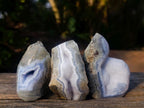 Polished on One Side Blue Lace Agate Geodes x 12 From Nsanje, Malawi - Toprock Gemstones and Minerals 