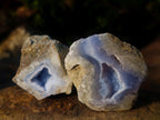 Polished on One Side Blue Lace Agate Geodes x 12 From Nsanje, Malawi - Toprock Gemstones and Minerals 