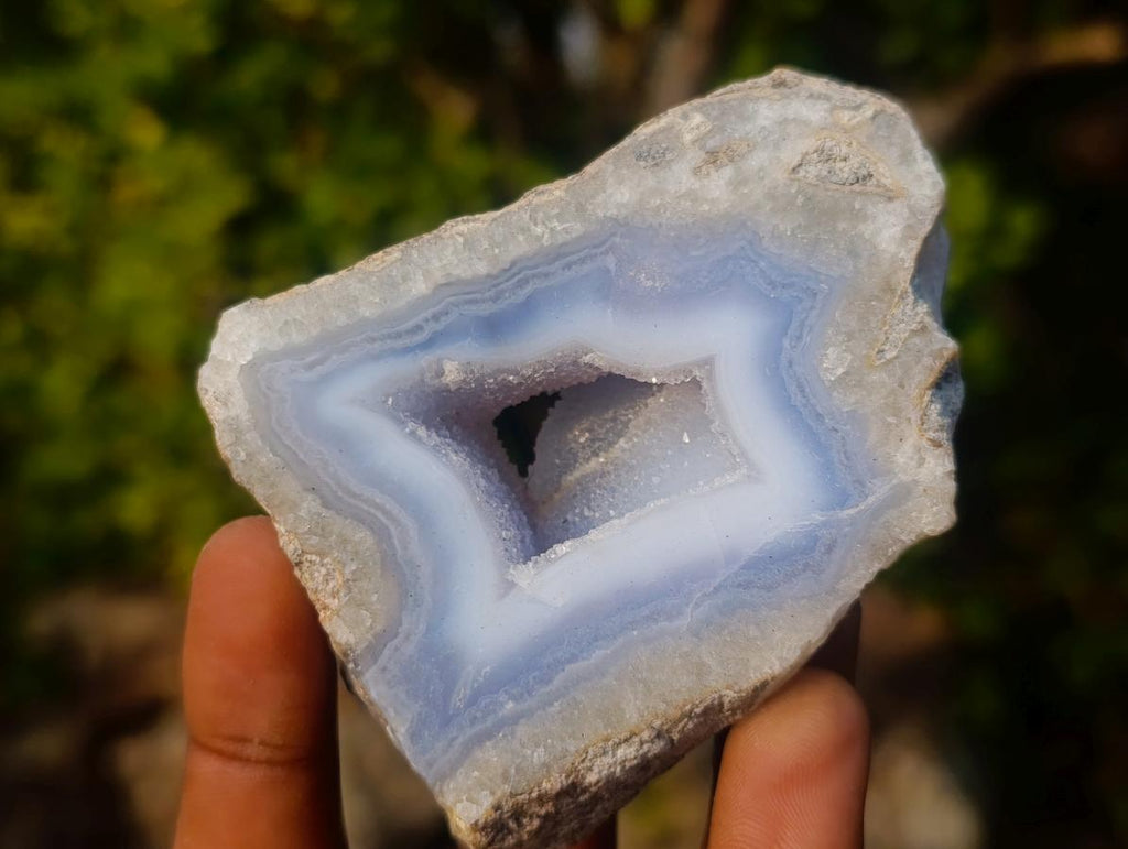 Polished on One Side Blue Lace Agate Geodes x 12 From Nsanje, Malawi - Toprock Gemstones and Minerals 